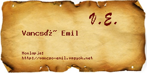 Vancsó Emil névjegykártya